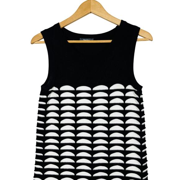 Neiman Marcus Optical Illusion Bodycoon Dress Mini Black White Knit - S - Picture 2 of 6